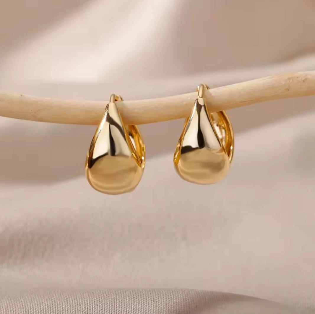 Gold Teardrop Hoop Earrings - photo 2