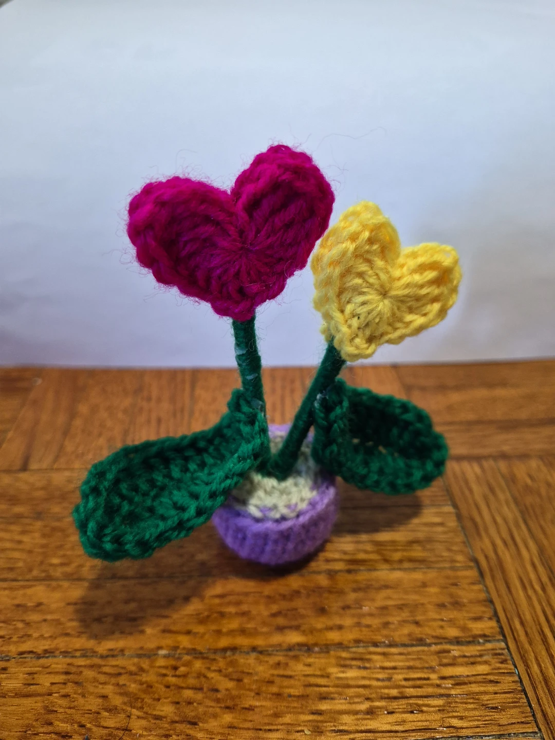 Crocheted Heart Flowers in Pot - photo 4