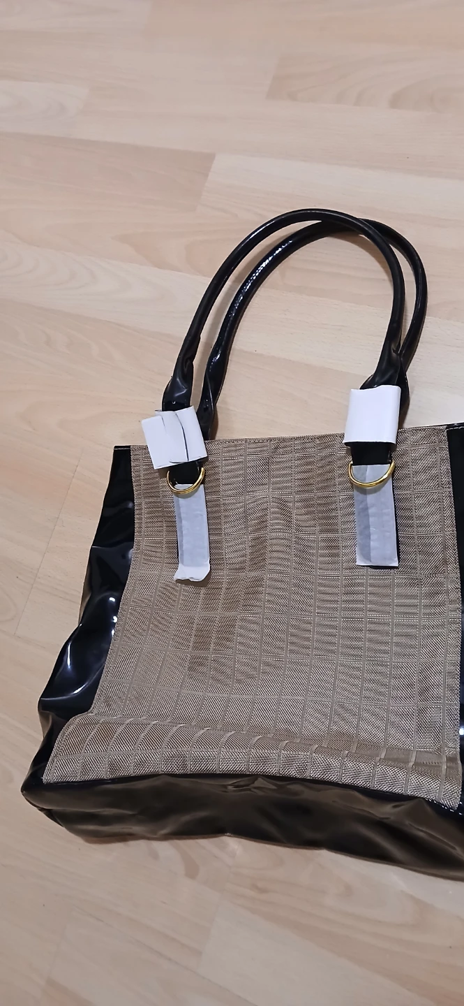 Tote Bag - Black and Beige Textured
