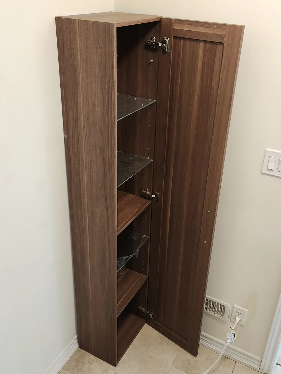 Tall Wood Cabinet with Shelves