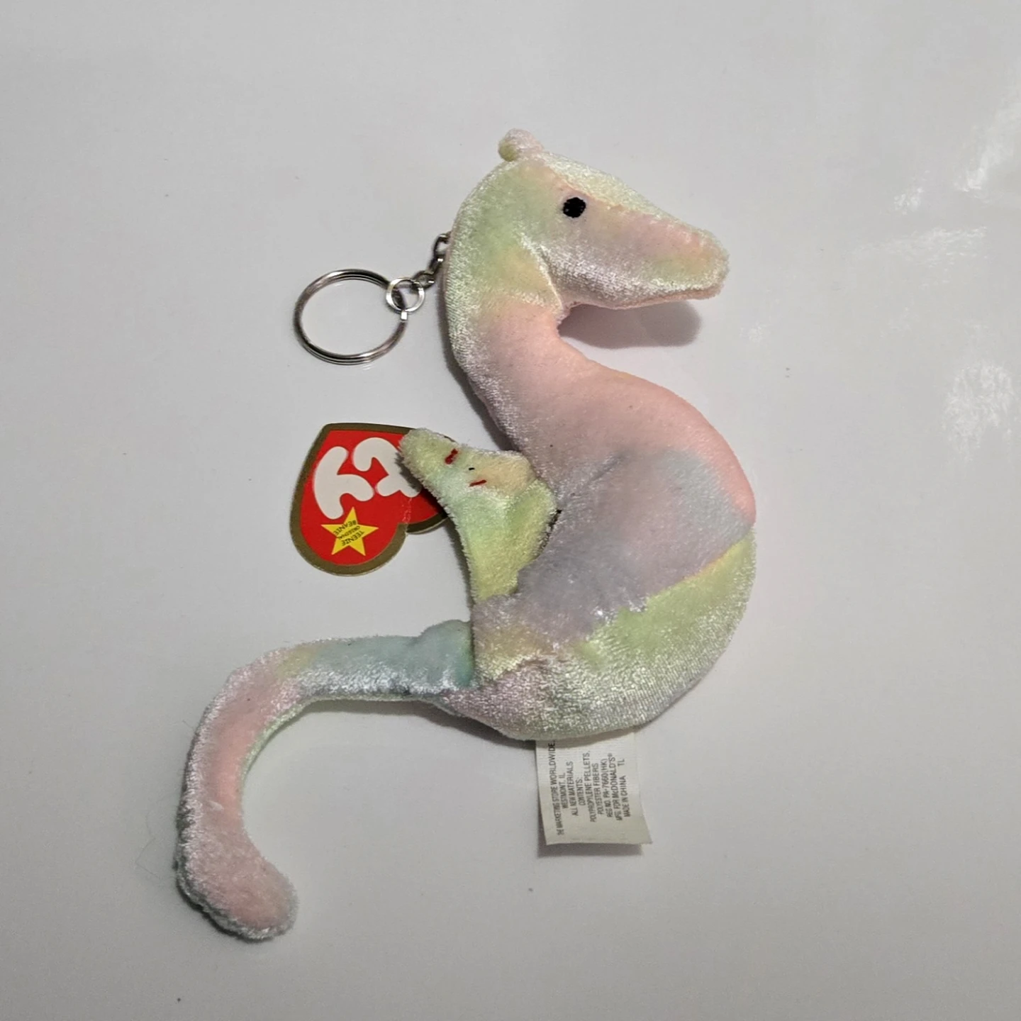 Ty Beanie Baby Seahorse Keychain