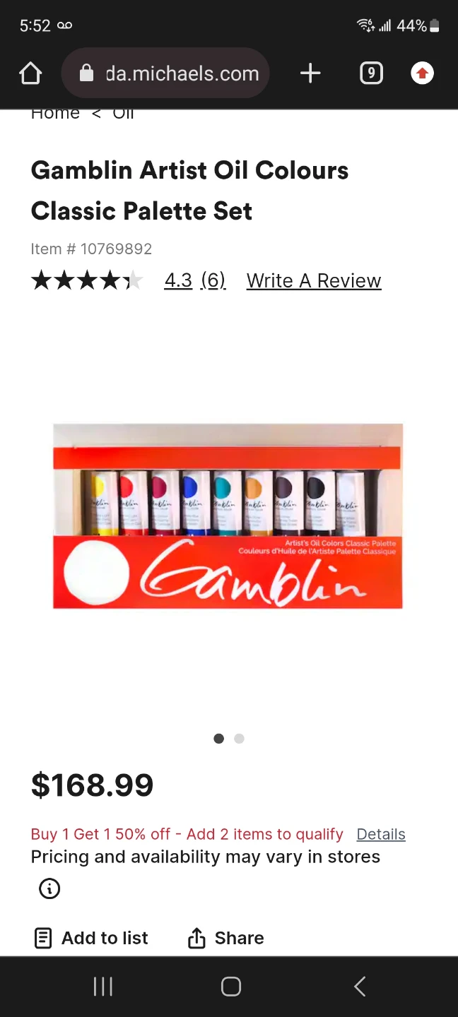 Gamblin Artist Oil Colours Classic Palette Set