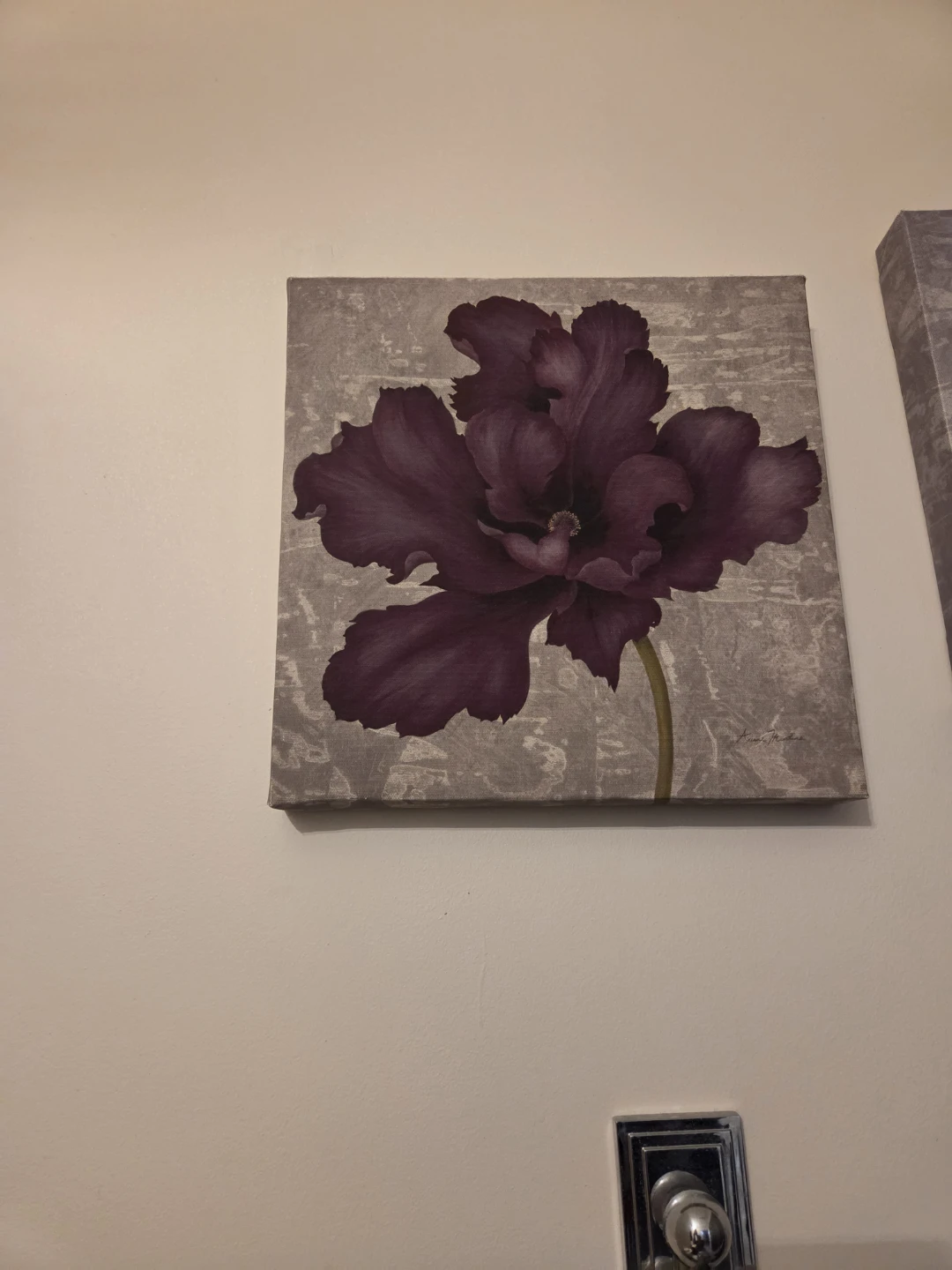 Set of 2 Purple Floral Canvas Wall Art - photo 3