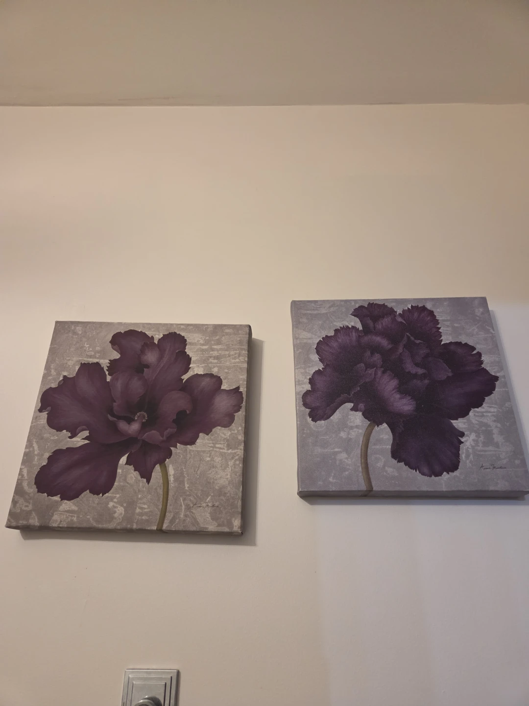 Set of 2 Purple Floral Canvas Wall Art - photo 4