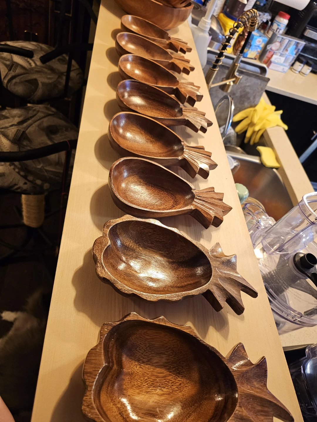 Wooden Pineapple Salad Bowl Set with Serving Utensils - photo 2