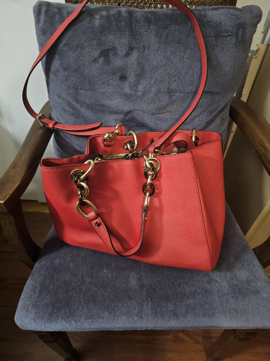 Authentic Michael Kors Red Leather Satchel Purse - photo 2
