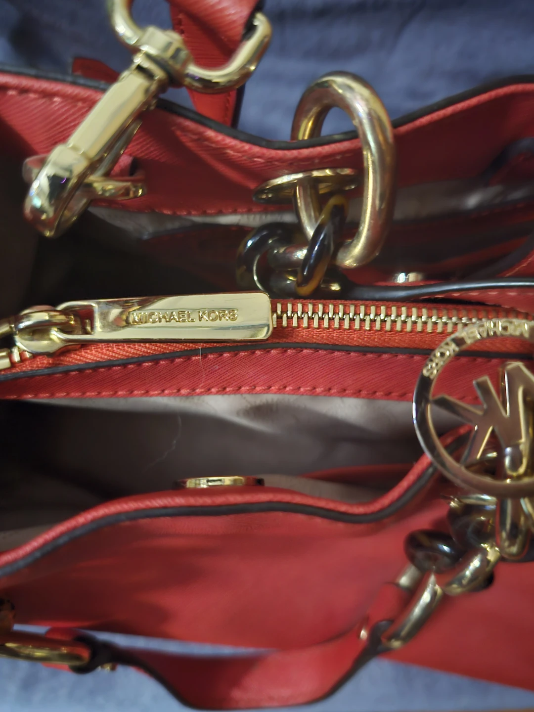 Authentic Michael Kors Red Leather Satchel Purse - photo 3