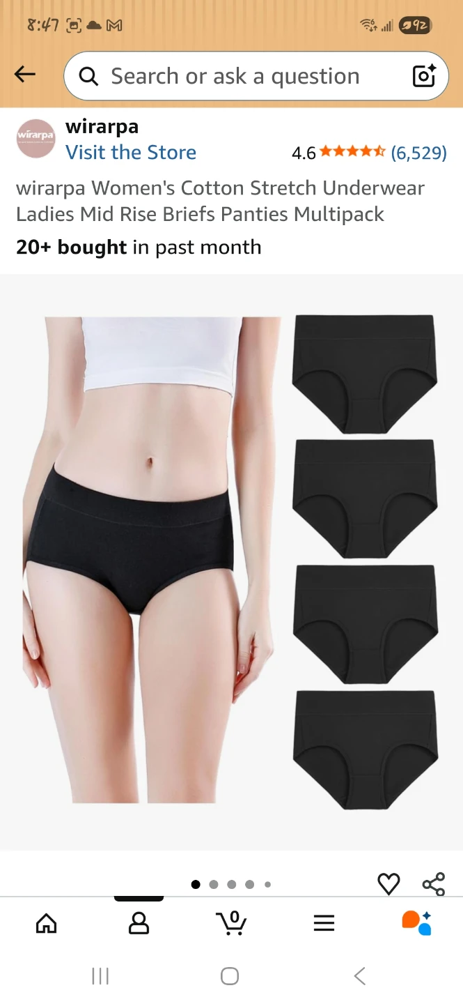 Wirarpa Women's Cotton Stretch Briefs - Medium - Black