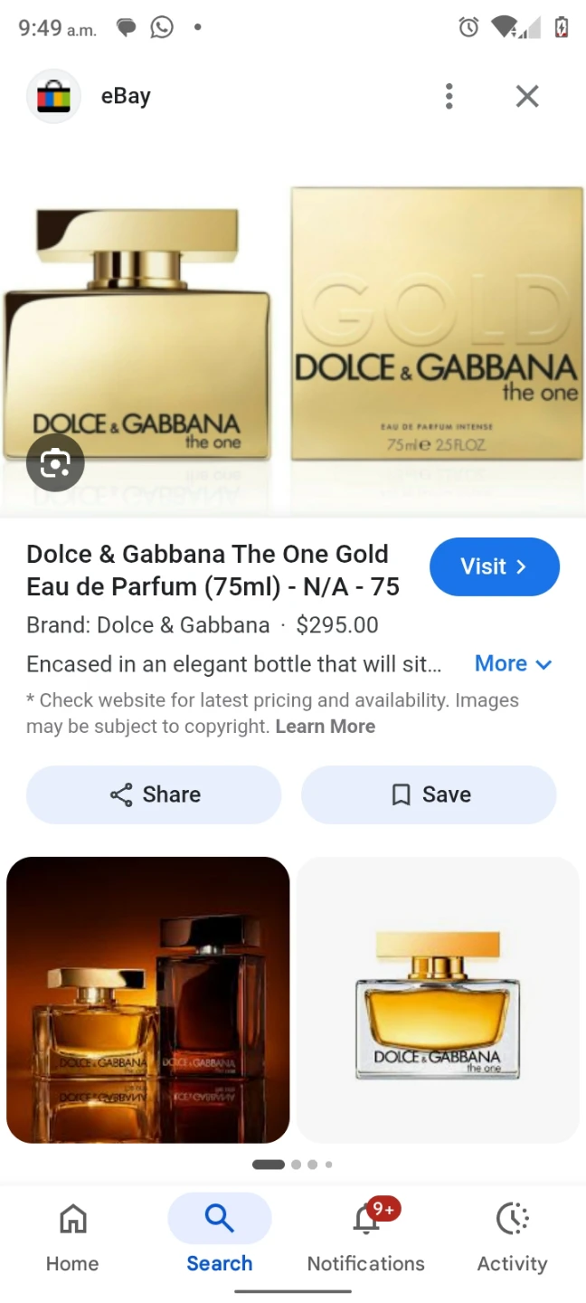 Dolce & Gabbana The One Gold Eau de Parfum 75ml