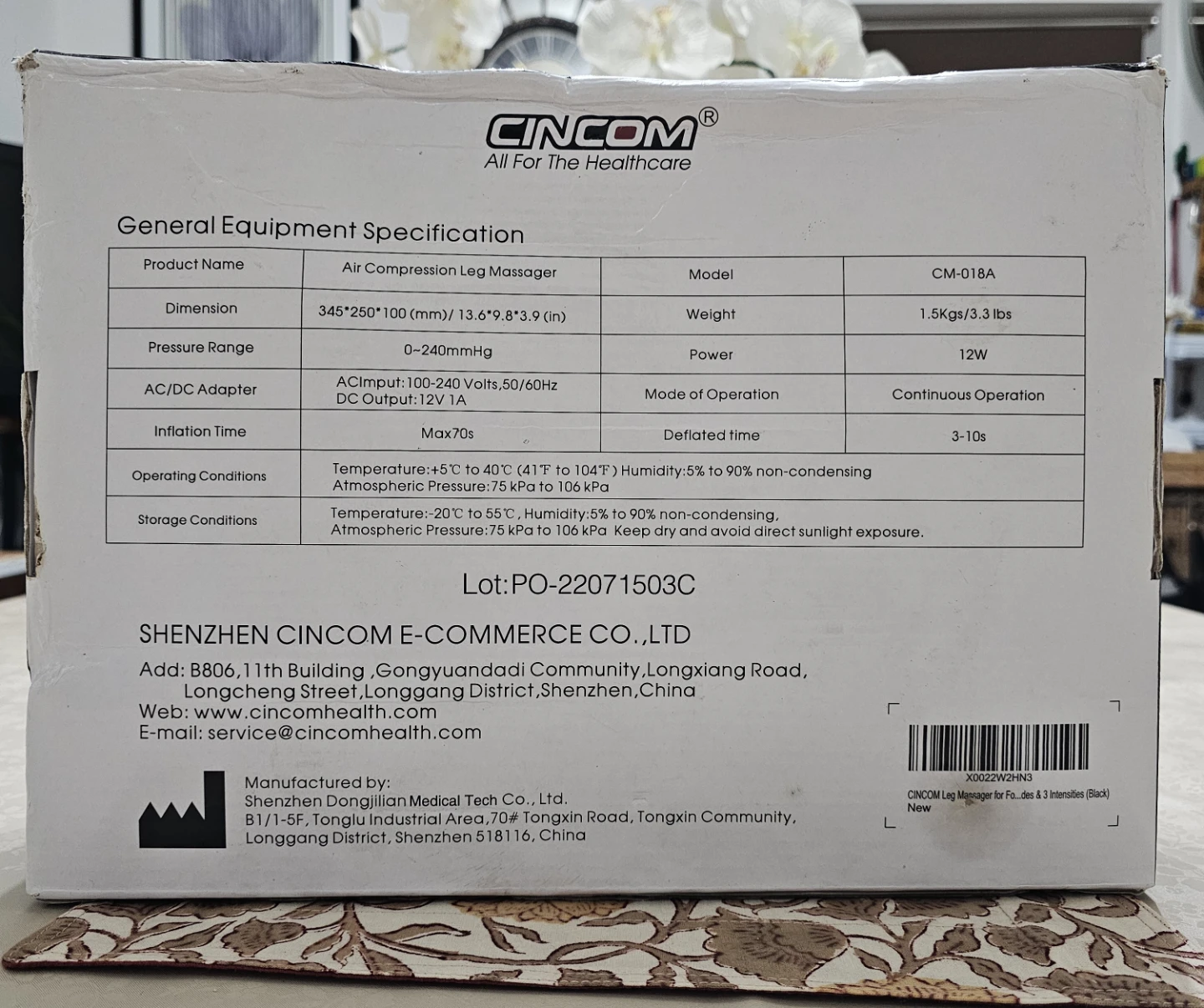 CINCOM Air Compression Leg Massager CM-018A M - photo 2
