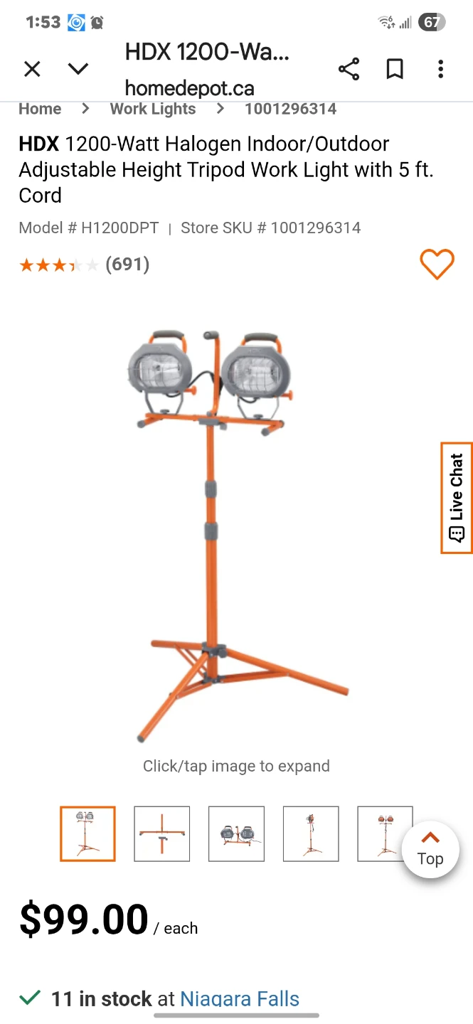 HDX 1200-Watt Halogen Tripod Work Light - photo 2