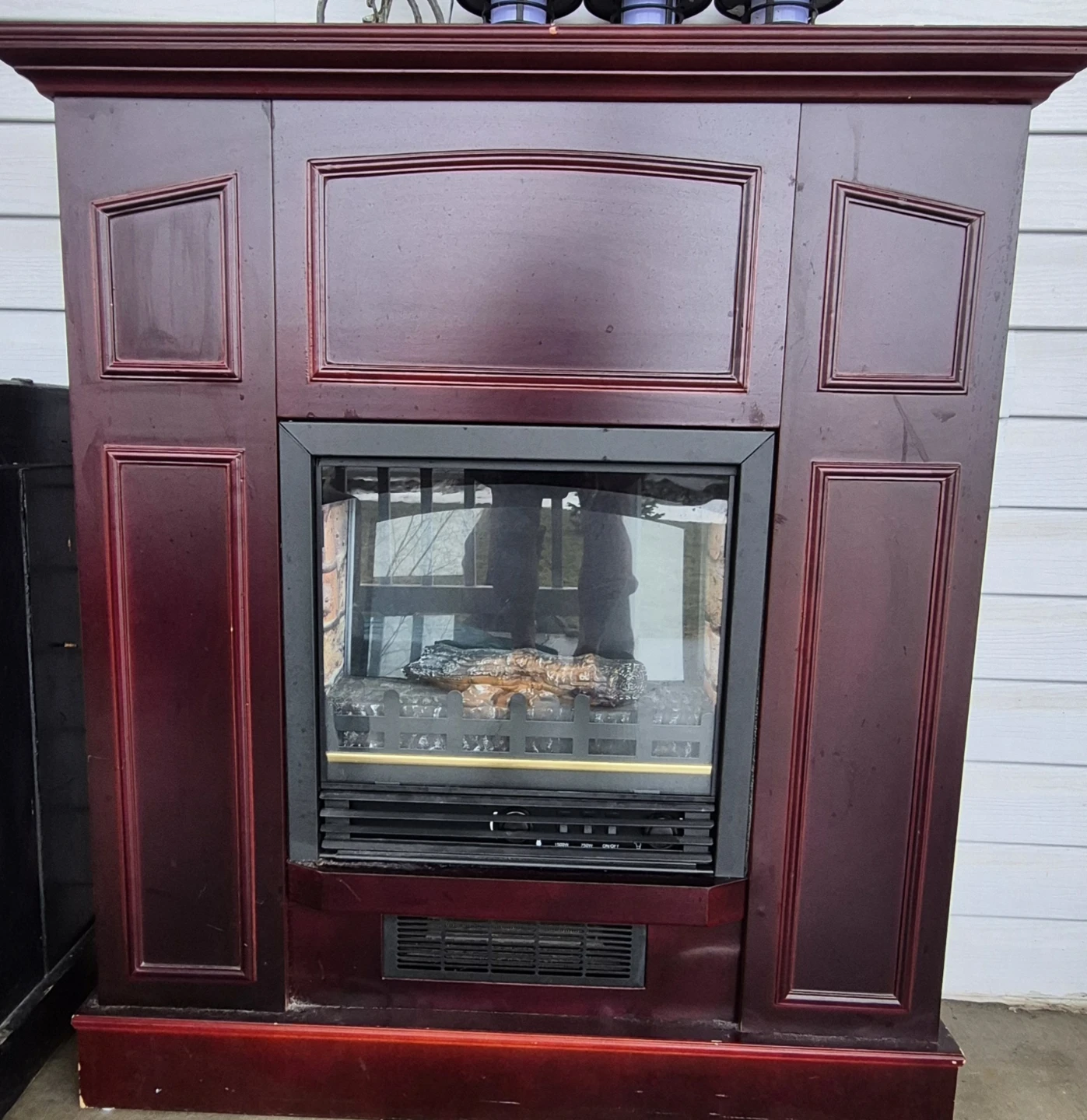 Electric Fireplace with Wooden Mantel