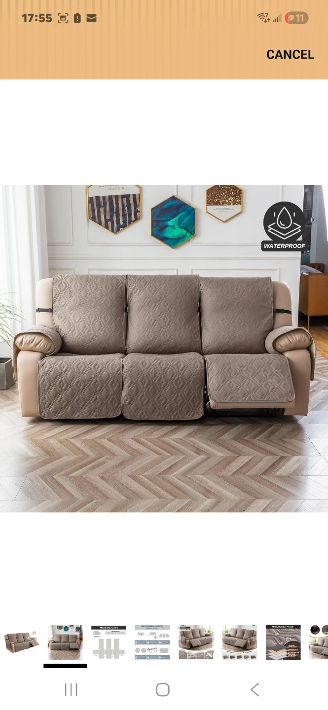 3-Seater Recliner Sofa Cover - Waterproof Quilted Protector - photo 2