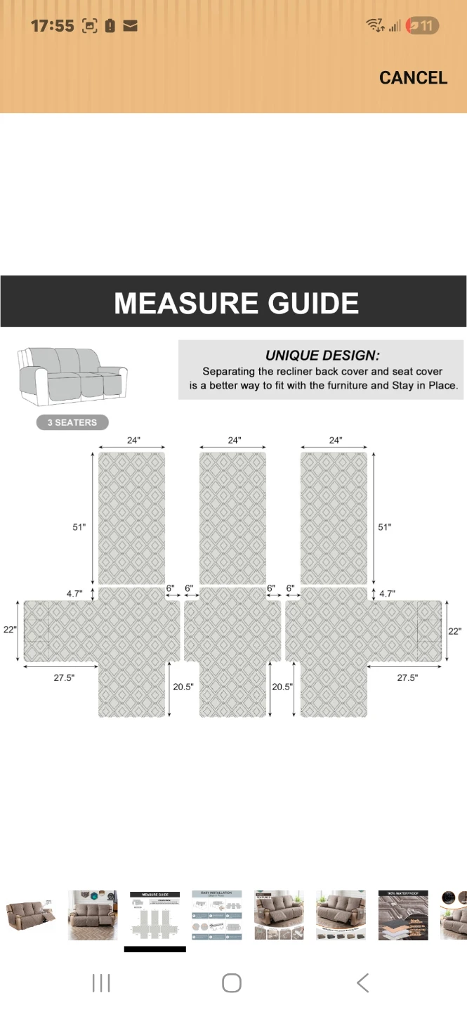 3-Seater Recliner Sofa Cover - Waterproof Quilted Protector - photo 3