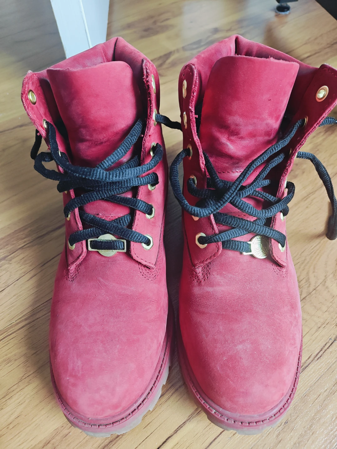 Ladies Timberland Red Suede Lace-Up Boots