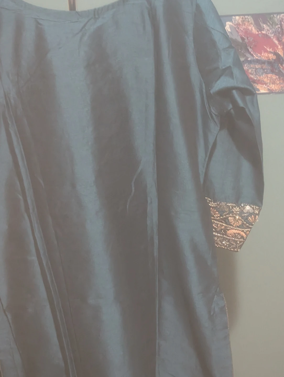 Teal Embroidered fancy Kurti with Dupatta - photo 5