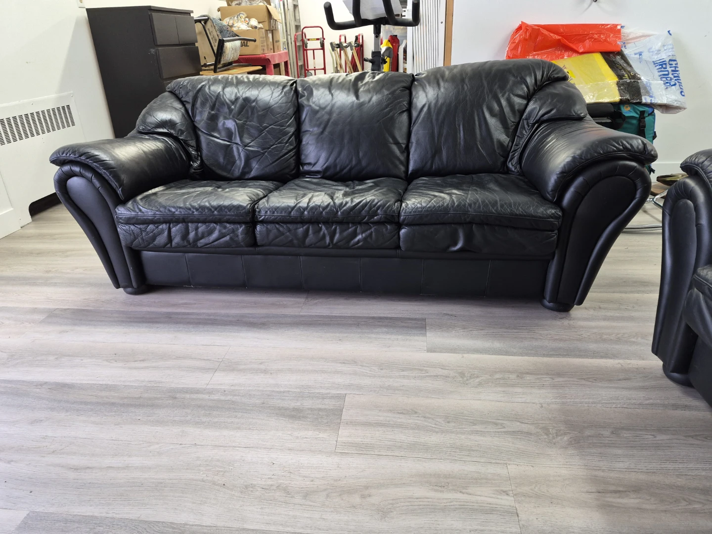 Black Leather Sofa and Loveseat - photo 5