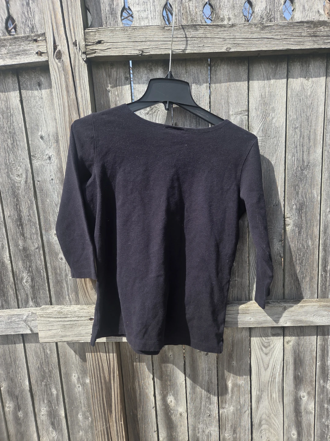Talbots Black 3/4 Sleeve T-Shirt Size S - photo 2