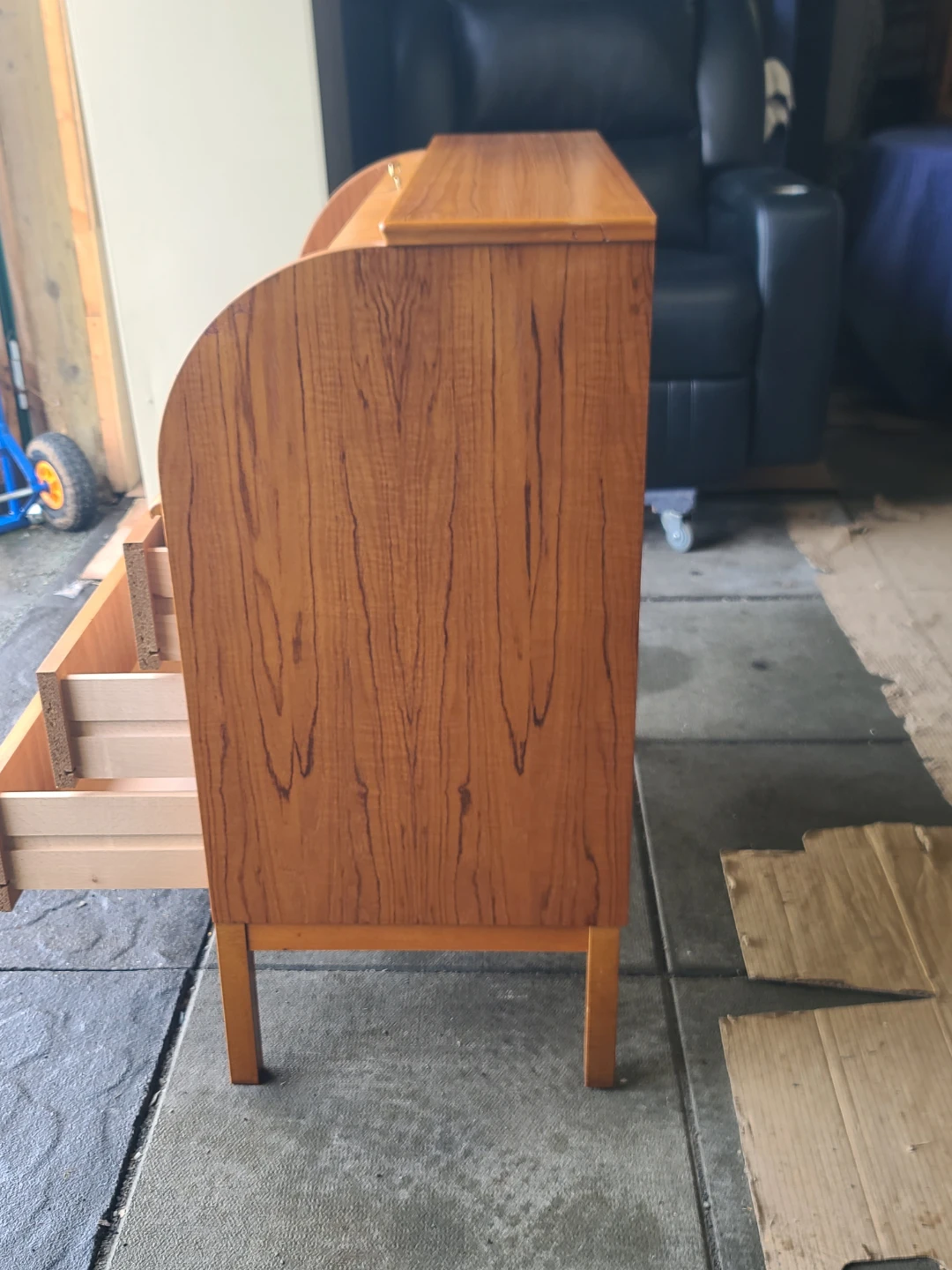 Vintage Teak Roll Top Desk - photo 5