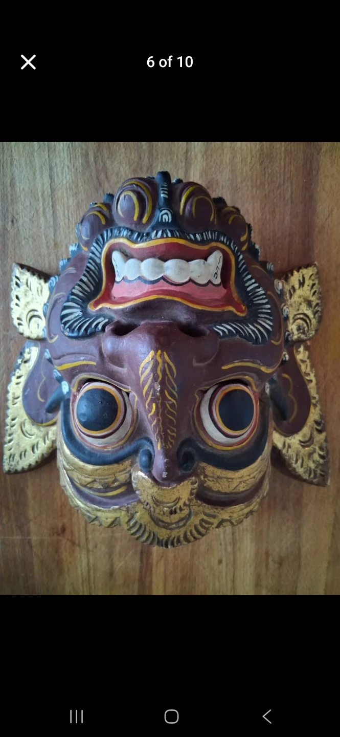 Hand Carved Wooden Mask Decoration - photo 5