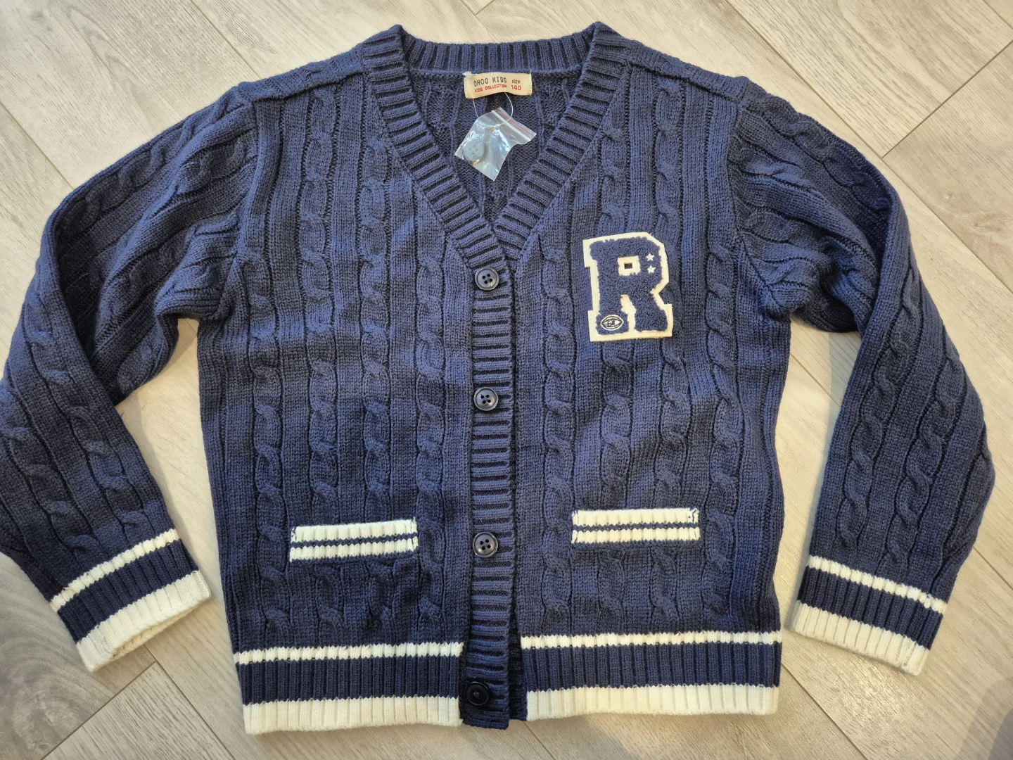 Blue Cable Knit Cardigan - Size M(8-10) Brand new