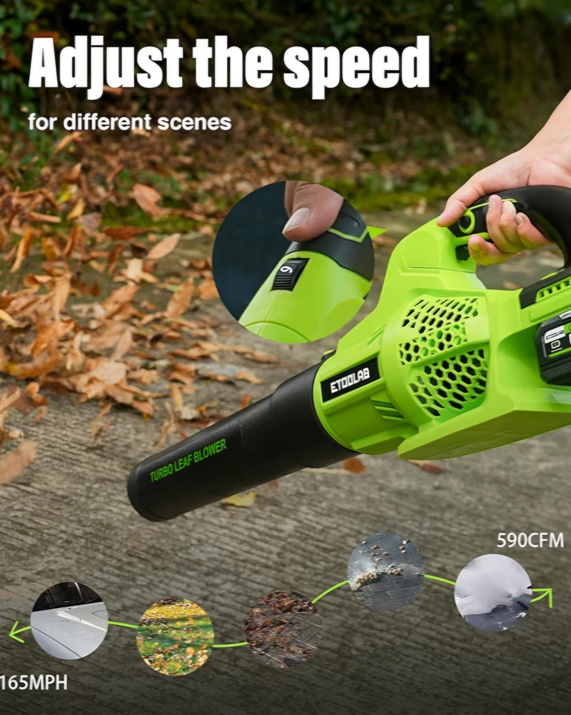 ETOOLAB Cordless Leaf Blower with 4000mAh Battery - photo 5