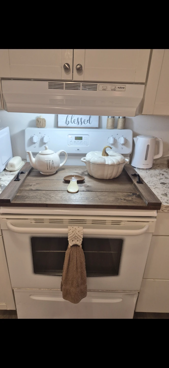 Farmhouse Wooden Stove Top Cover Board