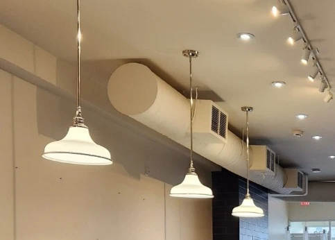 White Pendant Light Fixture with Silver Accents