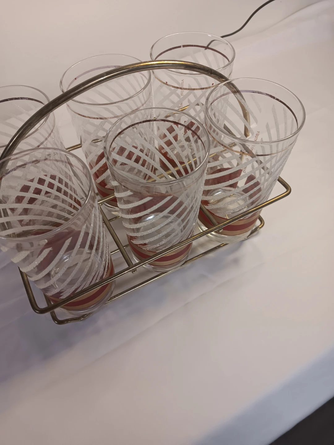 Set of 6 Vintage Glasses with Carrier