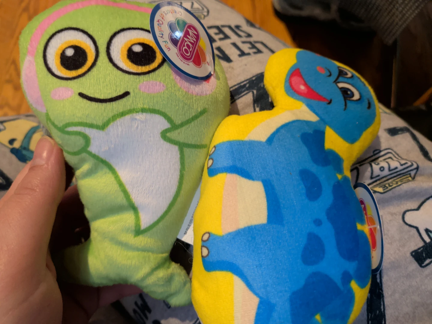 NAFCO Stuffed Animals - Green Alien & Blue Dinosaur