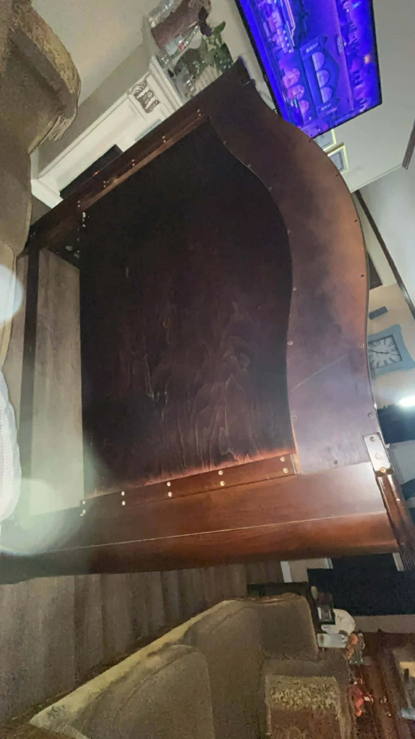 Dark Wood Queen Sleigh Bed Frame - photo 2