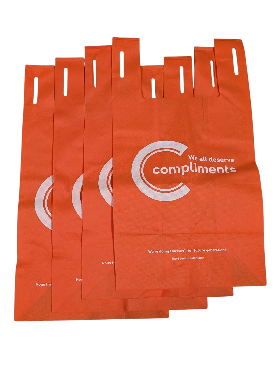 Compliments Reusable Shopping Bags - Orange (Set of 5)