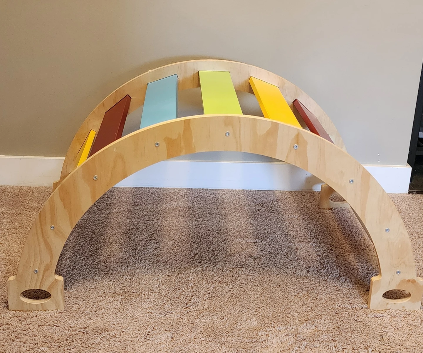 Wooden Climbing Arch with Cushioned Seat