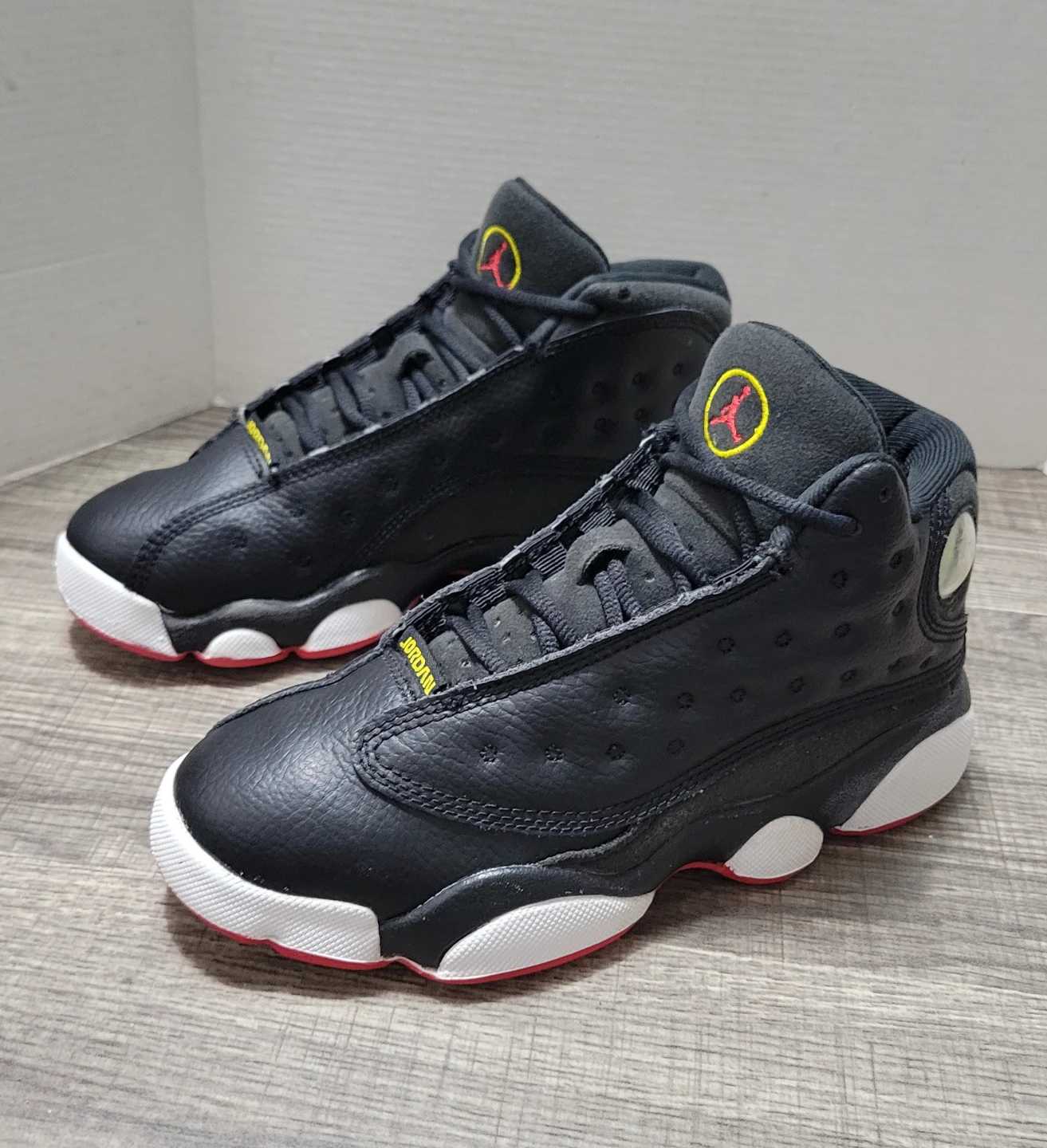 Jordan 13 Kids Shoes Black Red White Size 13.5C