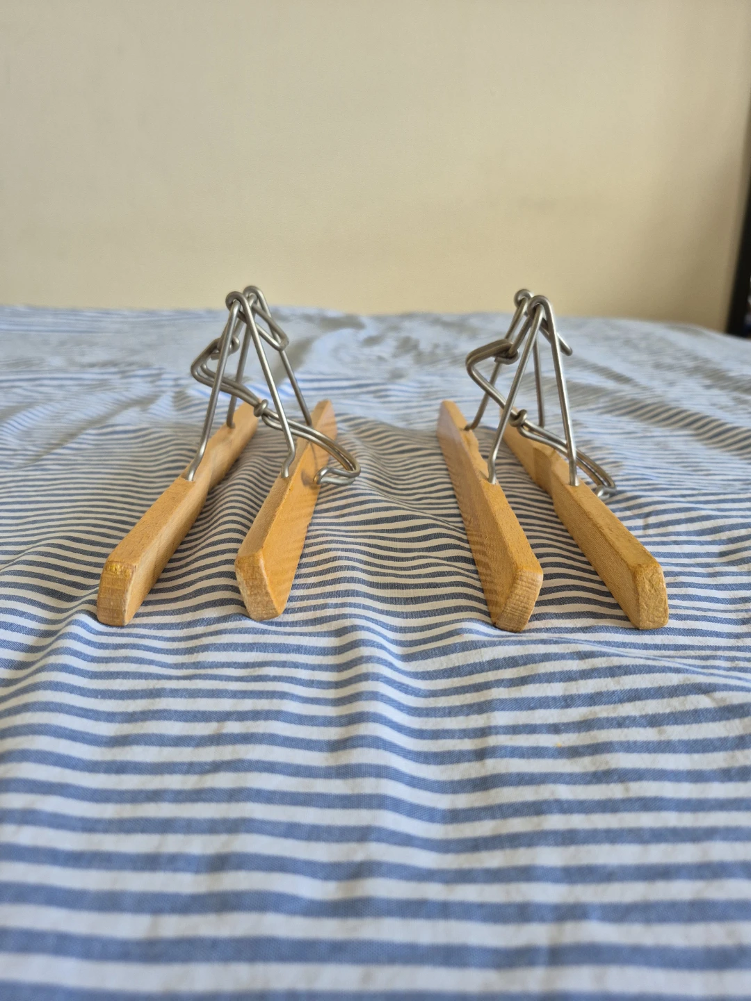 2 Vintage Solid Wood Clothes Hanger for Pants & Skirts - photo 2