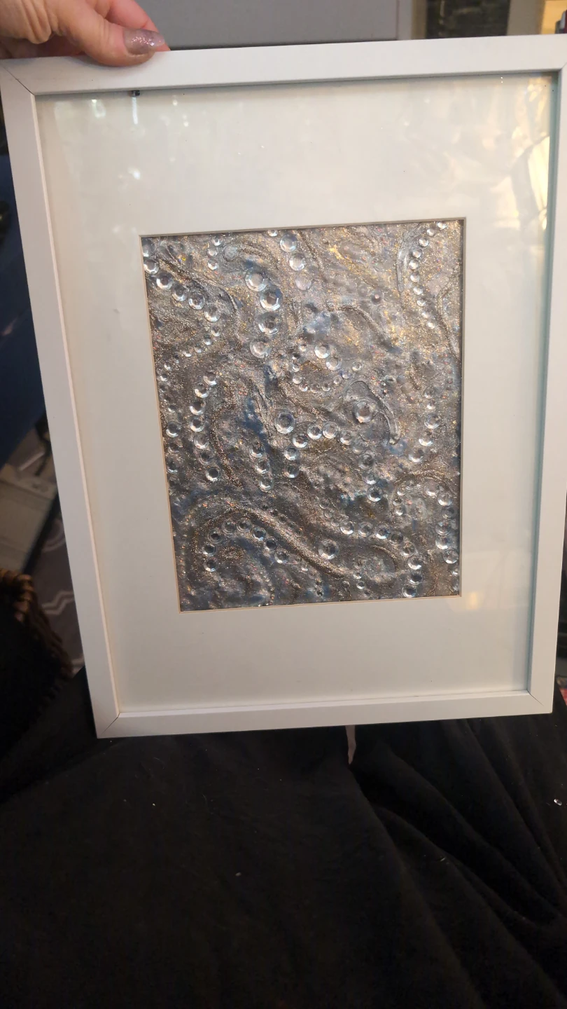 Framed Abstract Art with Raised Bubbles