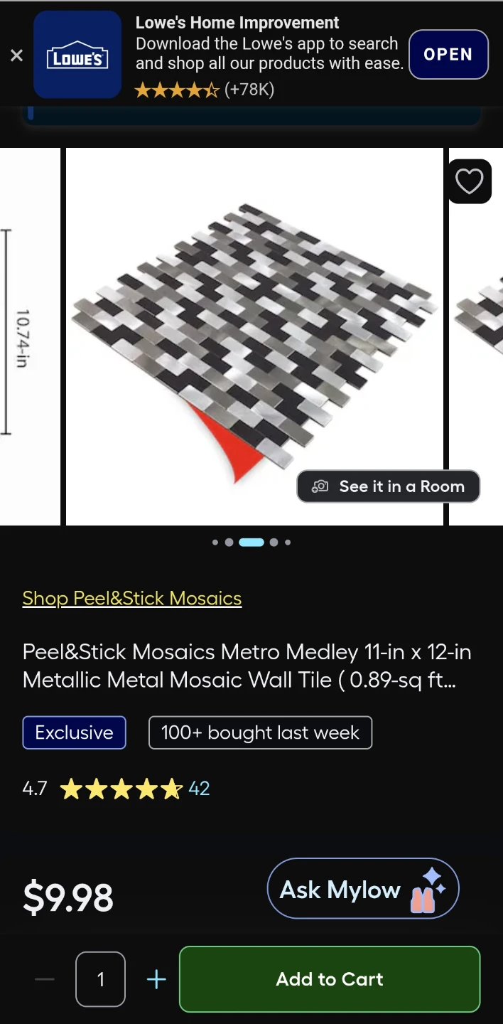 Metro Medley Metallic Metal Mosaic Wall Tile 11-in x 12-in - photo 2
