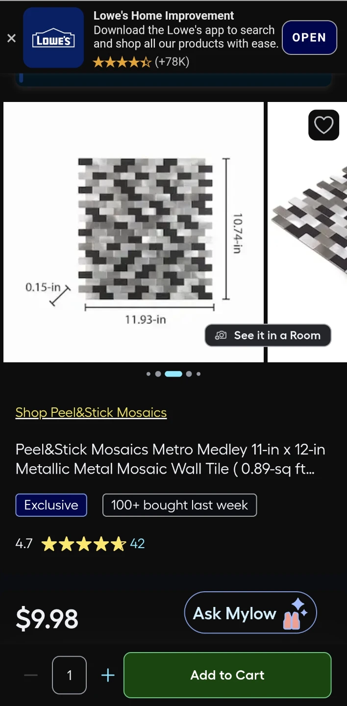 Metro Medley Metallic Metal Mosaic Wall Tile 11-in x 12-in - photo 3