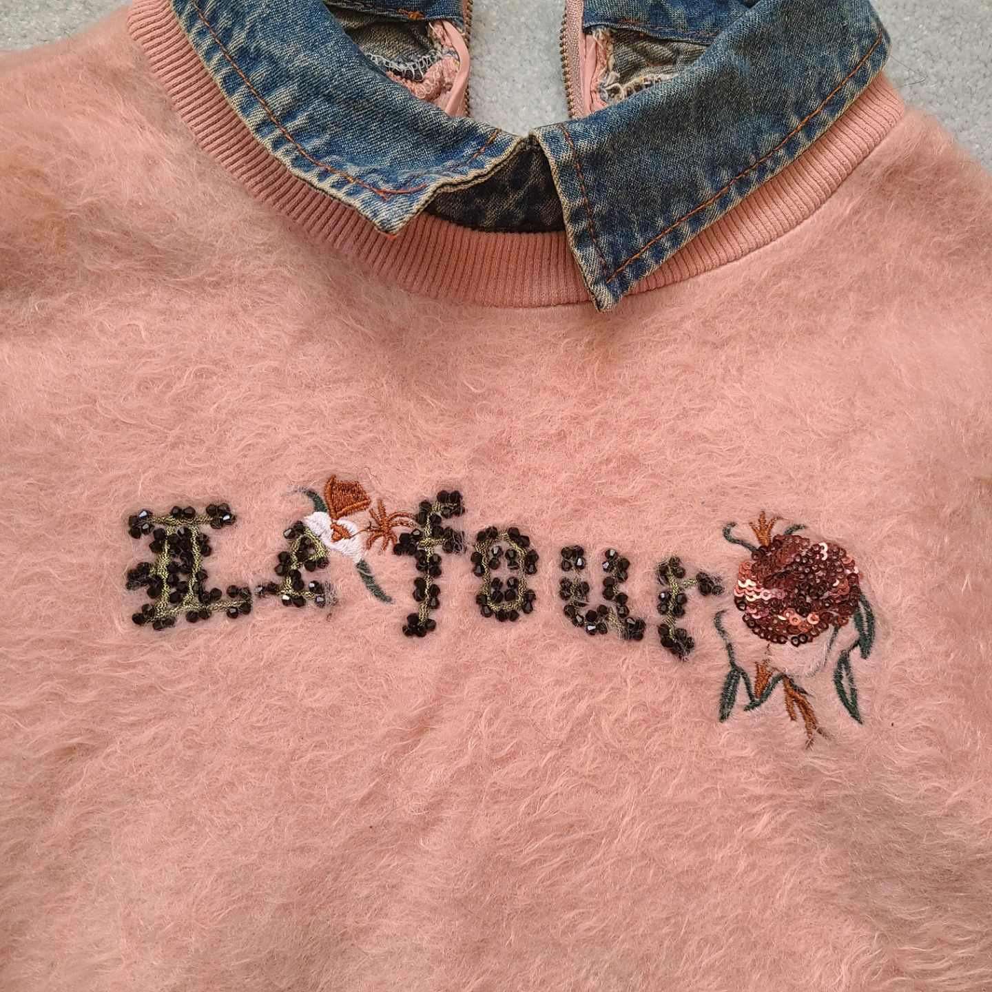 Pink Fuzzy Embroidered Sweatshirt - photo 2