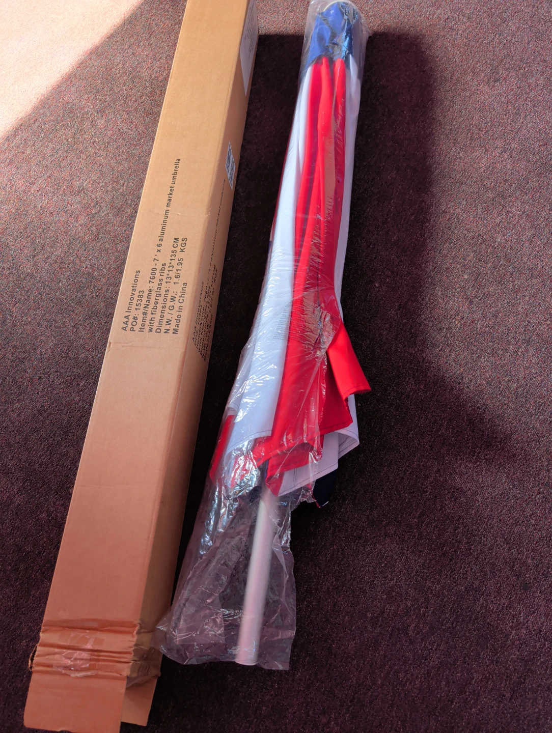 AAA Innovations 7' Aluminum Market Umbrella - Red, White, Blue - photo 2