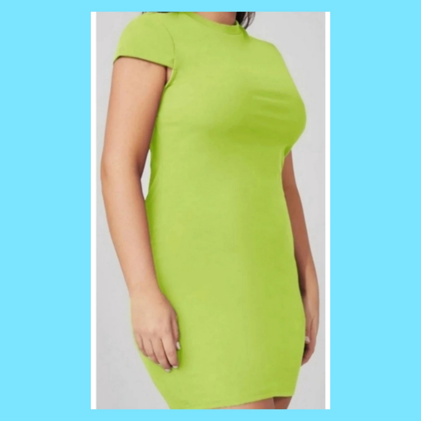 Plus Size Neon Green Short Sleeve Bodycon Dress