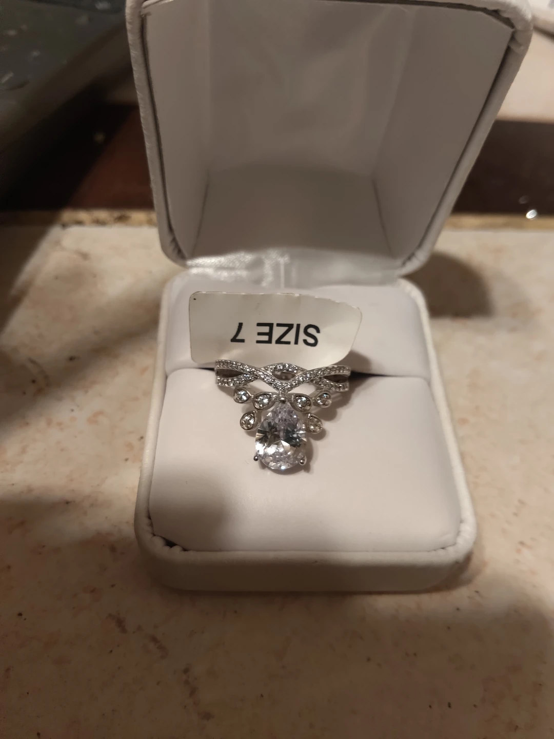 Rhinestone Statement Ring - Size 7silver ring