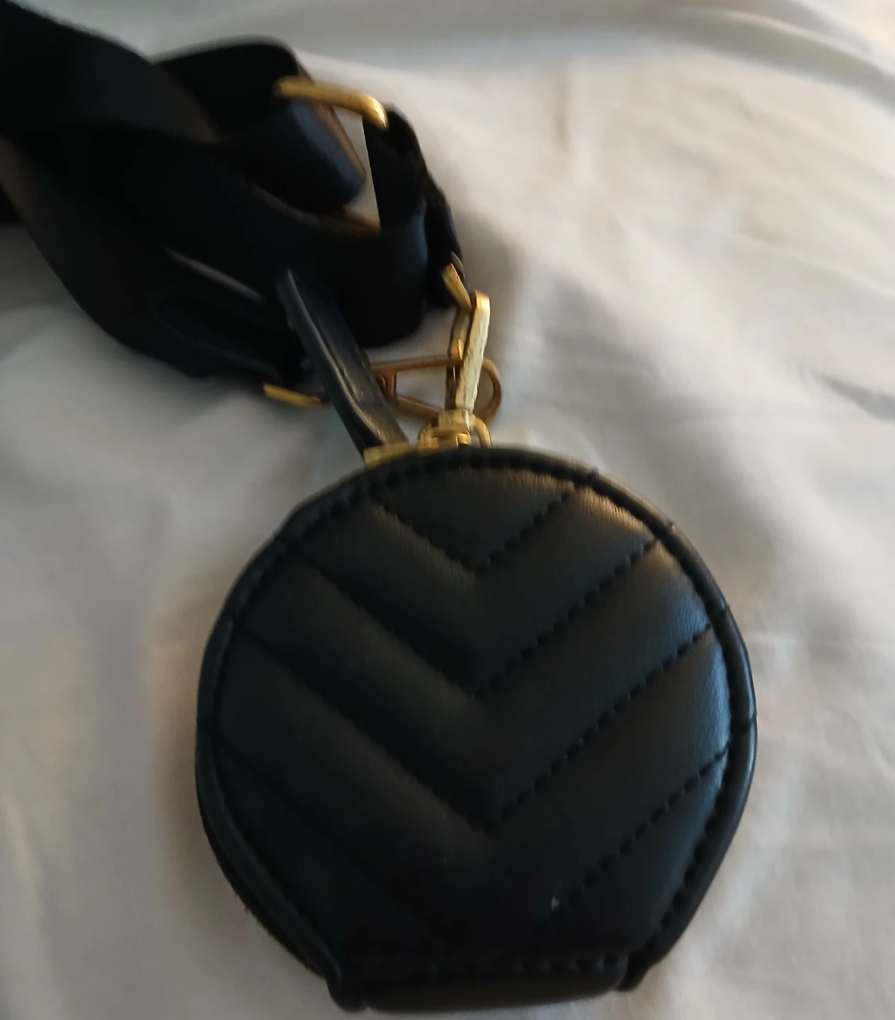 Black Quilted Shoulder Bag with Detachable Coin Pouch - photo 3