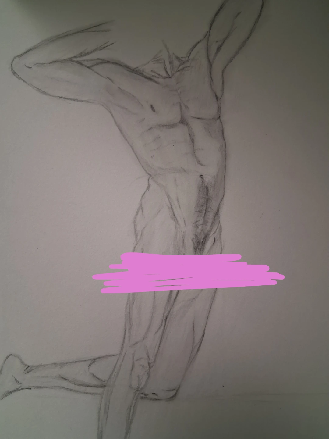 Pencil Sketch of Muscular Male Figure