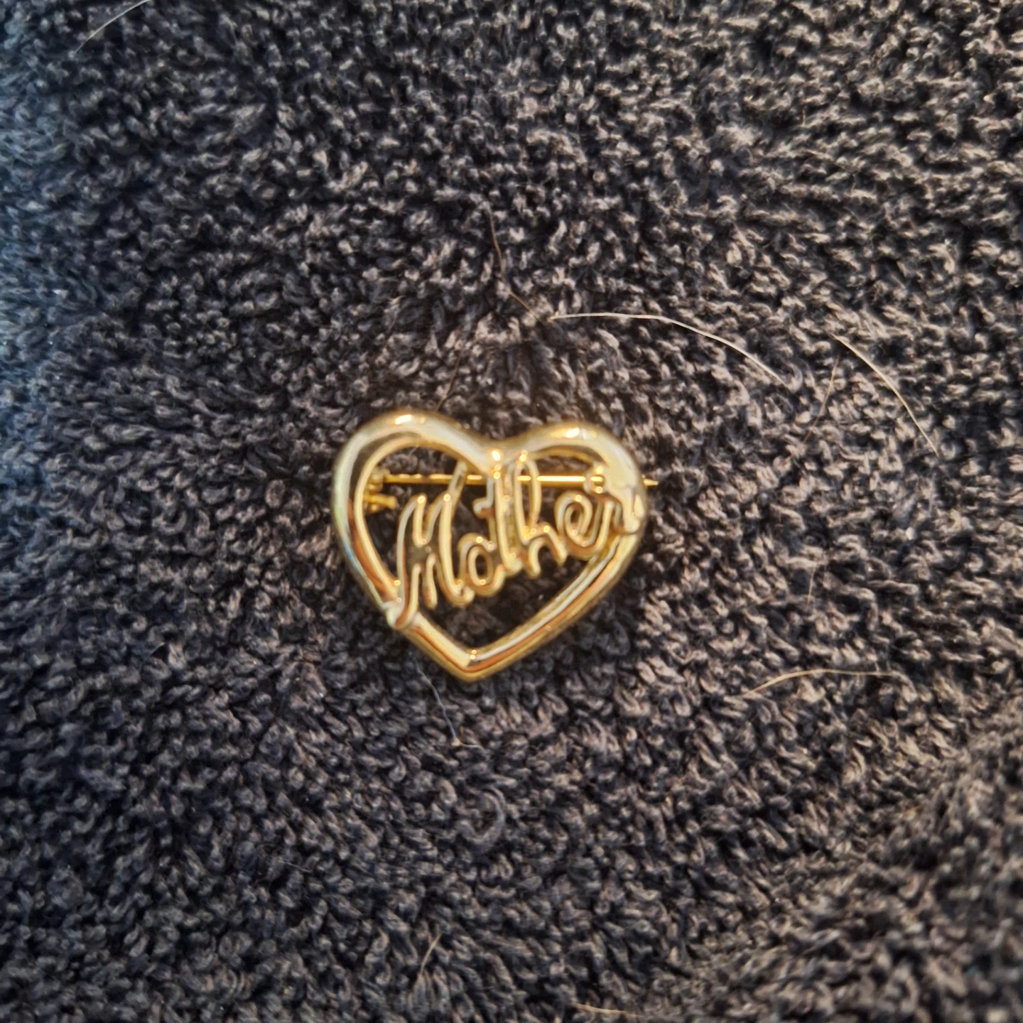 Gold Tone Heart "Mother" Brooch Pin