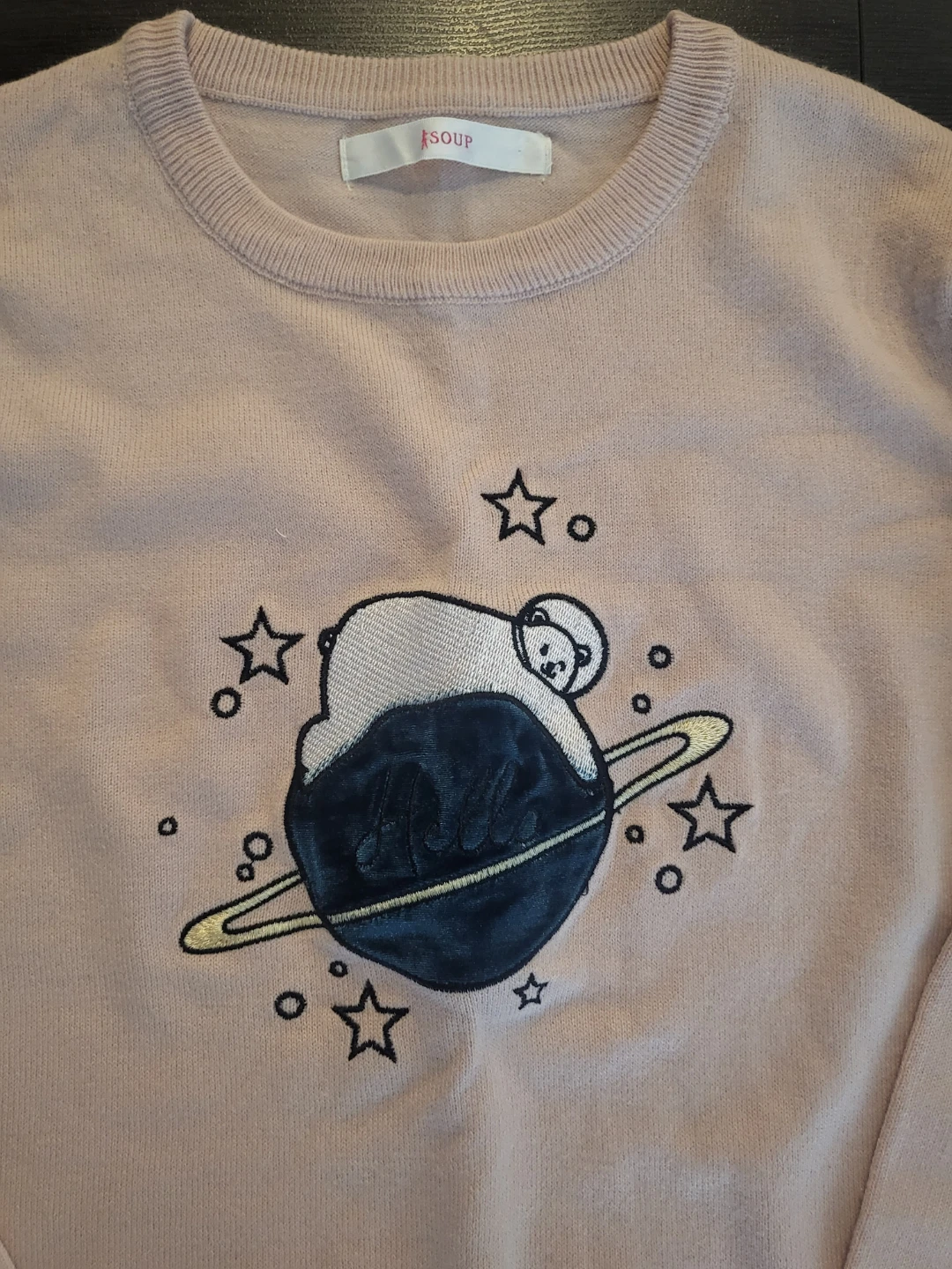 Korea Made SOUP Crew Neck Sweater with Planet Graphic - Pink - photo 2