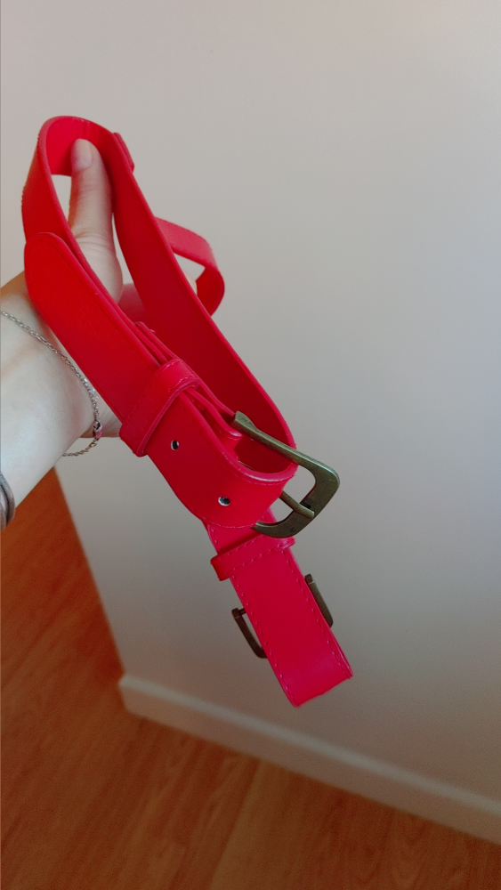 Red leather with Gold Buckle Dog Harness - photo 3