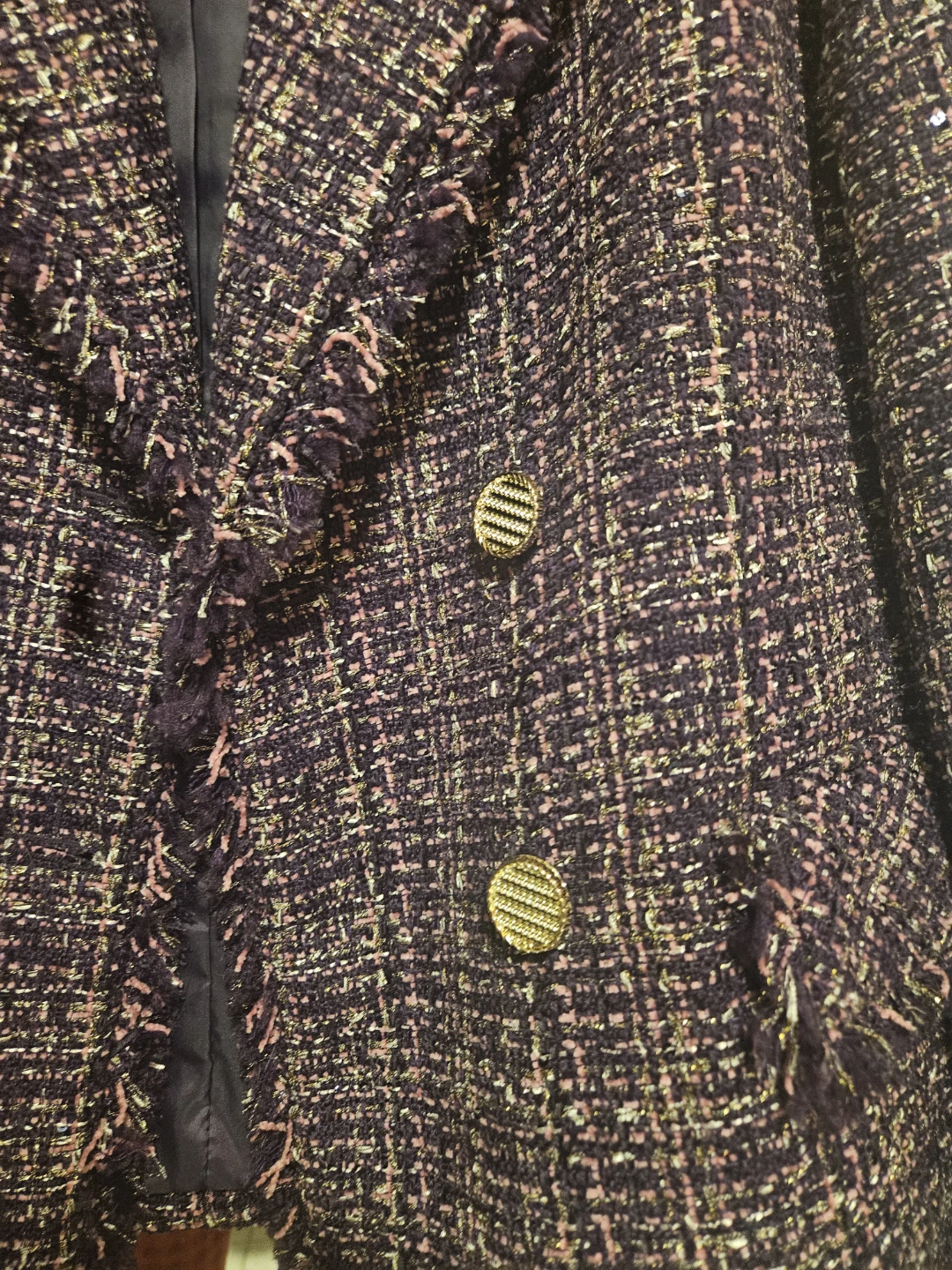 Paul & Joe Paris Purple Tweed Blazer Jacket Size 36