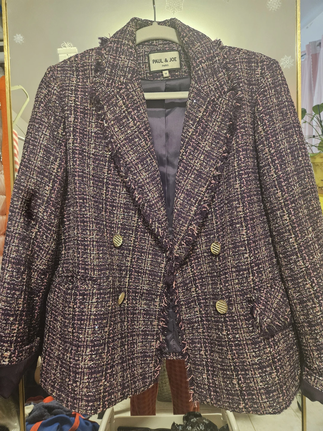 Paul & Joe Paris Purple Tweed Blazer Jacket Size 36 - photo 2