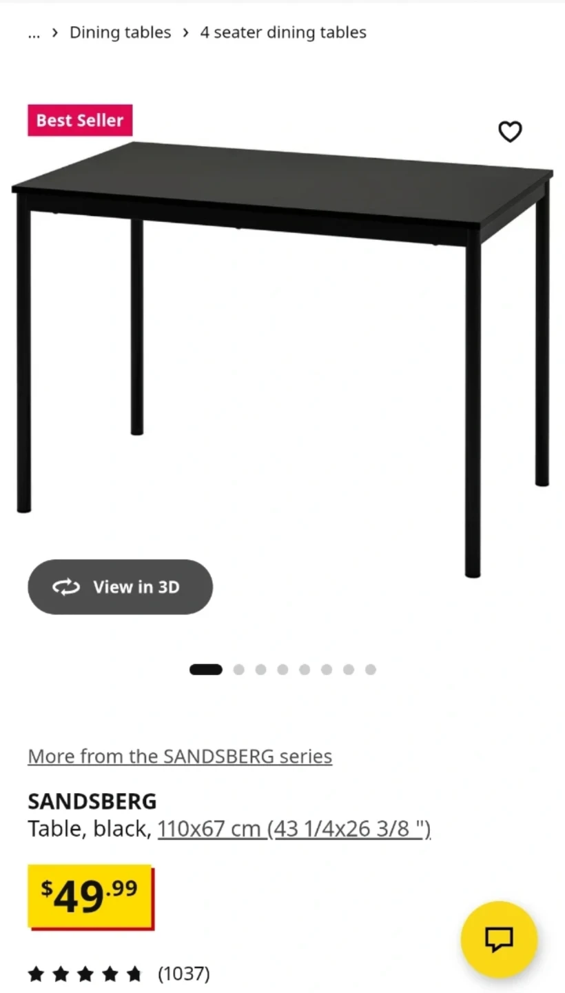 SANDSBERG Dining Table - Black, 110x67 cm - photo 2